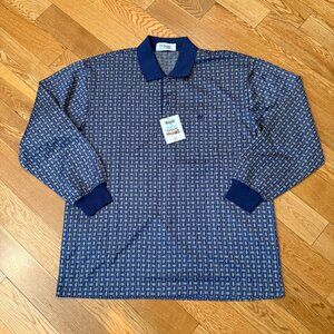 Knight Long Sleeve Golf Polo Knit Geometric Large Luxury NWT